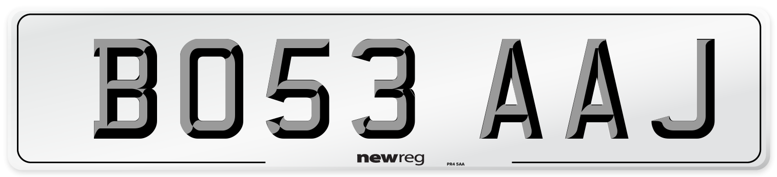 BO53 AAJ Number Plate from New Reg